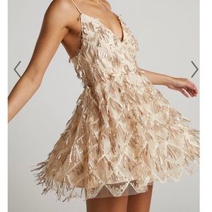 Gold & sequin spaghetti strap dress